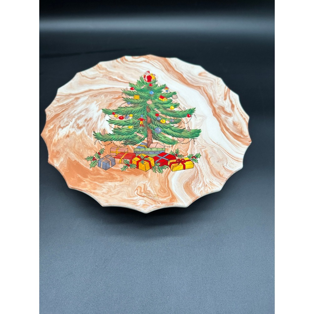 Vintage Klondike Klay Christmas Tree Platter Handcrafted Alaska‎ Marbled Clay